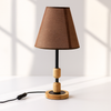 Rustic Charm Table Lamp – Brown Fabric Shade & Wooden Accents