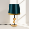Emerald Luxe Table Lamp – Gold Accent with Dual Wood Beads