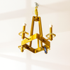 Geometric Brass Chandelier with Candle-Style Lights