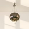 Chrome Globe Chandelier with Crystal Droplets