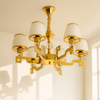 Classic Gold & Frosted Glass Chandelier – 6 Lights