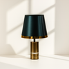 Modern Gold Cylinder Table Lamp with Teal Shade