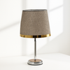 Contemporary Chrome Table Lamp with Beige Shade