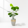 Artificial Lotus Leaf Plant in Woven-Style Pot