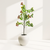 Artificial Blooming Greenery in White Textured Pot
