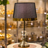 Antique Brass Table Lamp with Black Shade