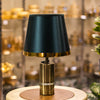 Modern Gold Cylinder Table Lamp with Teal Shade