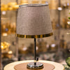 Contemporary Chrome Table Lamp with Beige Shade
