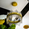 Modern Gold Ring Chandelier with Glass Rods