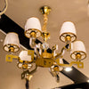 Classic Gold & Frosted Glass Chandelier – 6 Lights