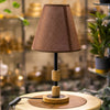 Rustic Charm Table Lamp – Brown Fabric Shade & Wooden Accents