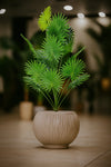 Artificial Fan Palm Plant in Beige Textured Pot