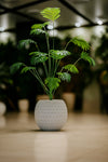 Artificial Palm Leaf Plant in Grey Patterned Pot